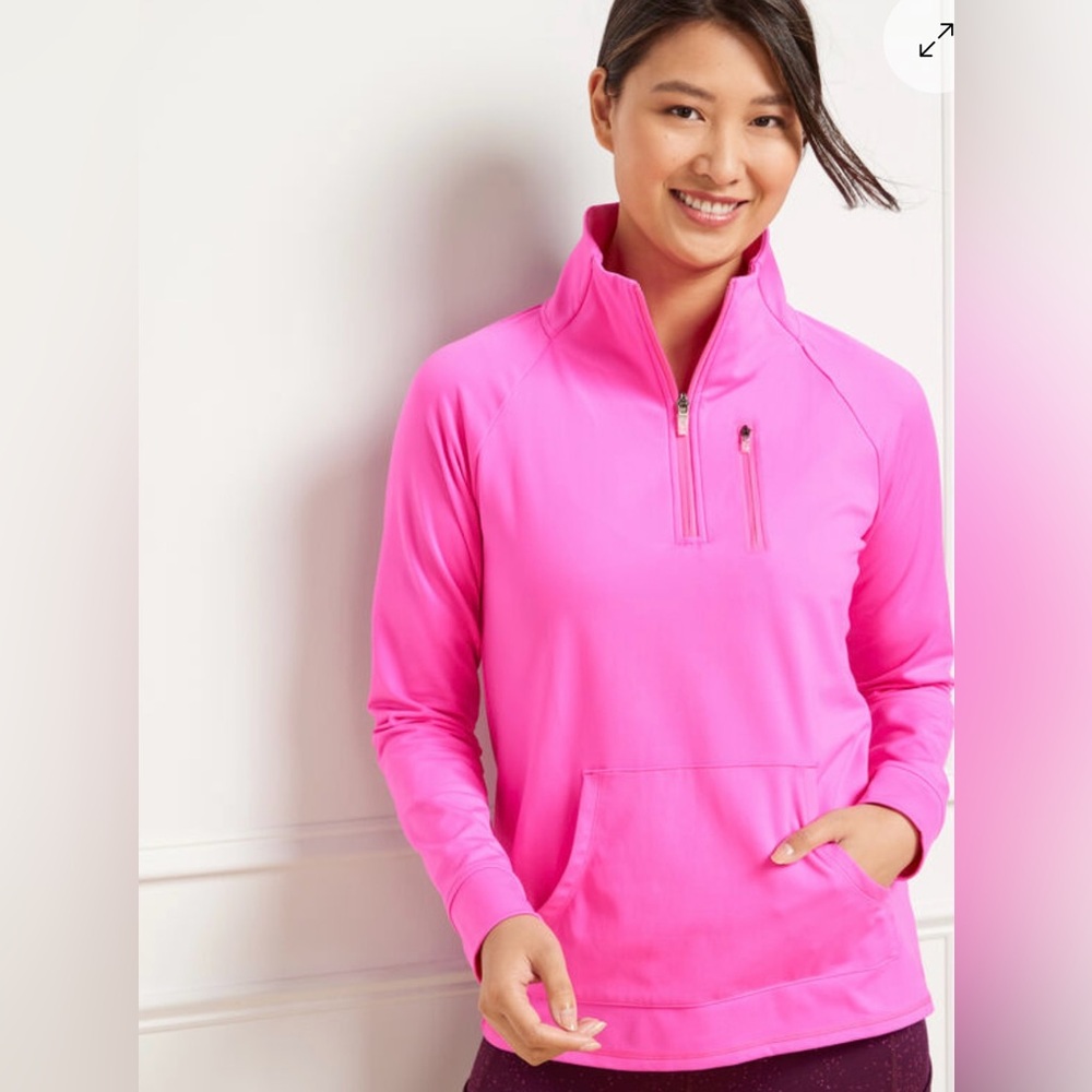 Talbots Hot Pink PERFORMANCE INTERLOCK HALF-ZIP PULLOVER